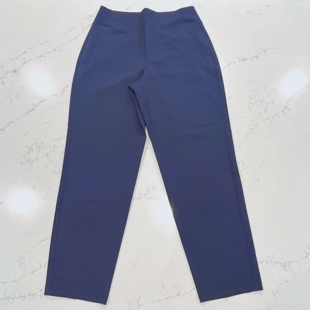 Athleta Endless High Rise Pant Womens 8 Navy Straight Leg Commuter Travel Comfy